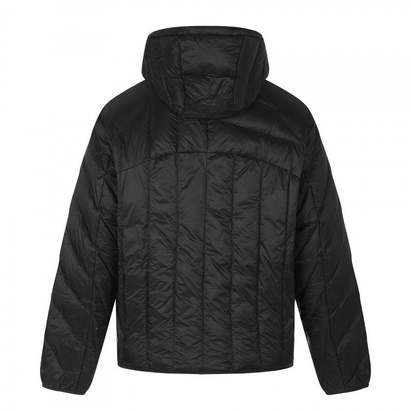 Unisex Kurz geschnittene gesteppte Kapuzenjacke mit diagonaler Steppung und elastischem Saum Shop Nory