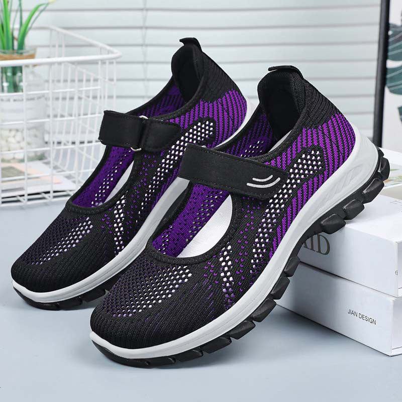 Damen Komfortable Ballerinas mit flexiblem Klettverschluss