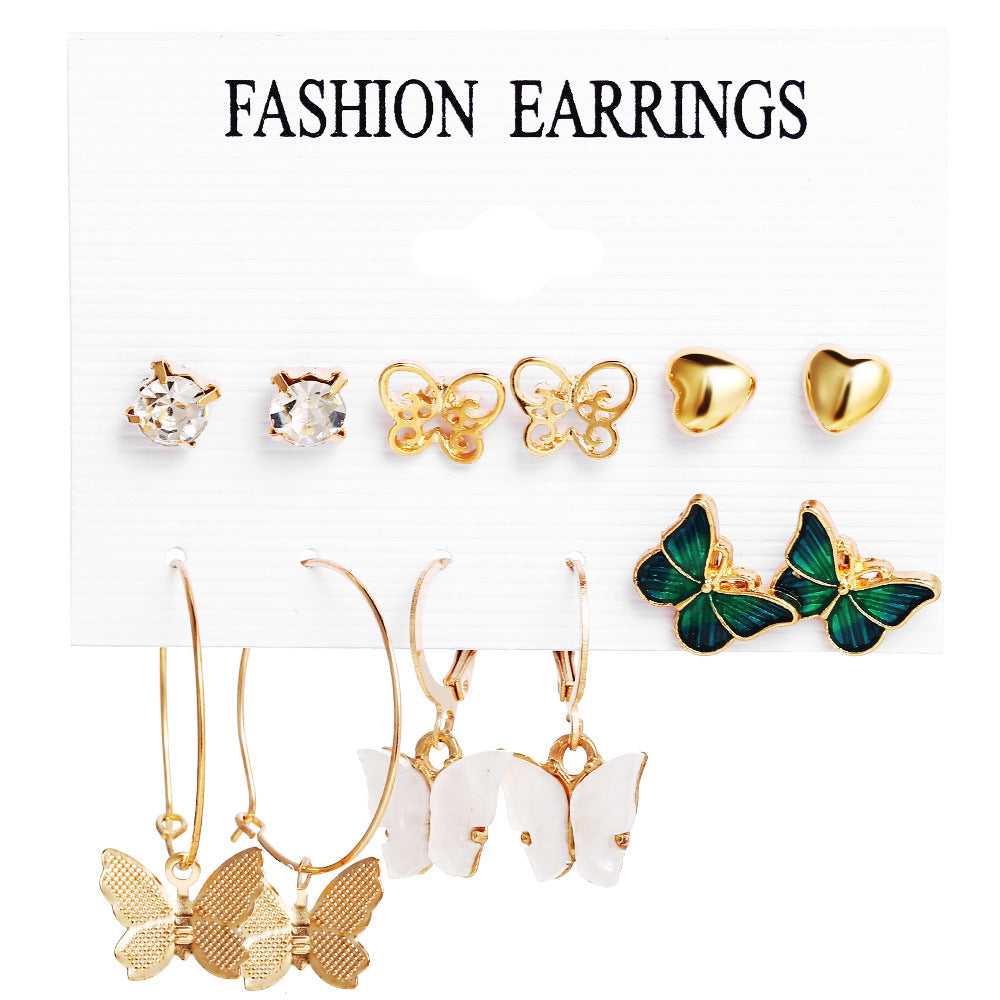 Damen Ohrringe Set mit elegantem Schmetterlings- und Herzdesign Shop Nory