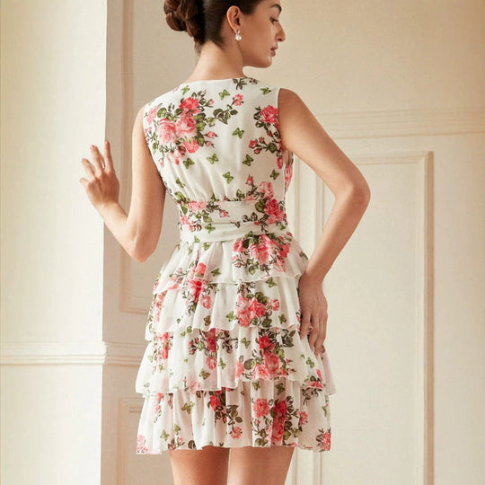 Damen Sommerliches Kleid mit Rüschen und floralem Muster