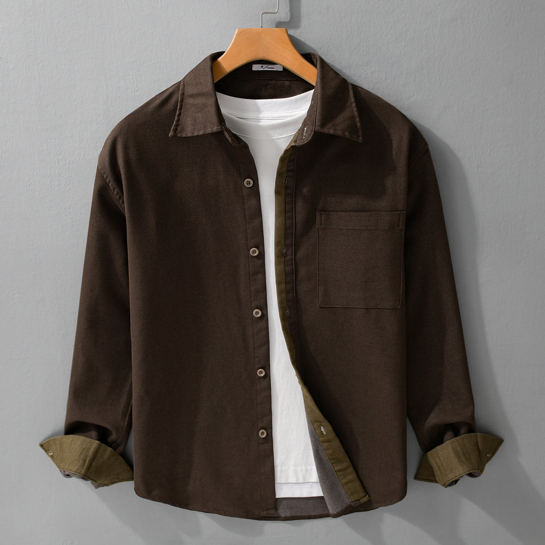 Herren Leichtes Baumwoll-Twill-Überhemd mit Brusttasche und Relaxed-Fit Shop Nory