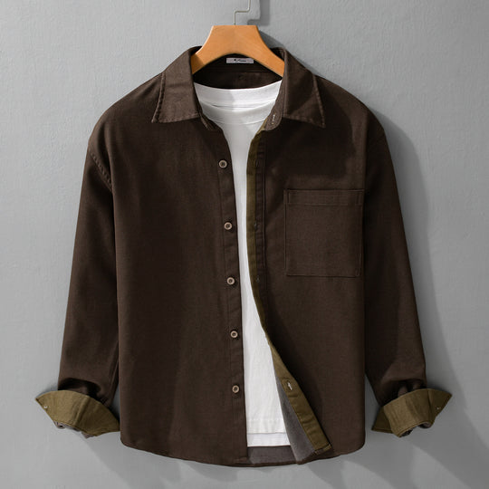 Herren Leichtes Baumwoll-Twill-Überhemd mit Brusttasche und Relaxed-Fit Shop Nory