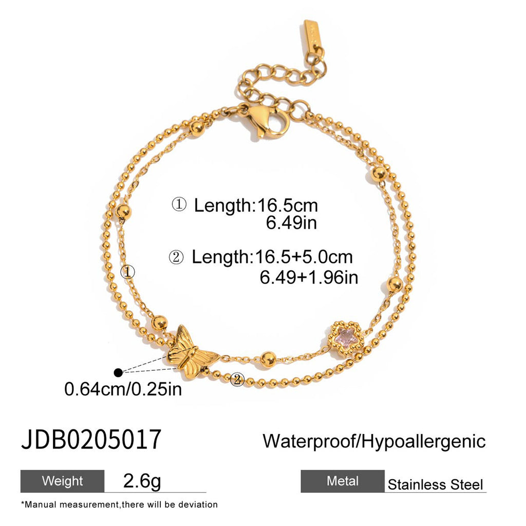 Damen Armband aus hypoallergenem Edelstahl mit bunten Perlen und Perlenelement Shop Nory