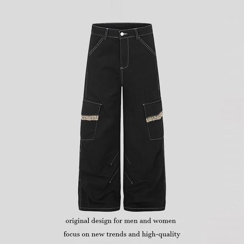 Damen Weite Cargo-Hose mit hoher Taille, großen Klappentaschen und Fellbesatz Shop Nory