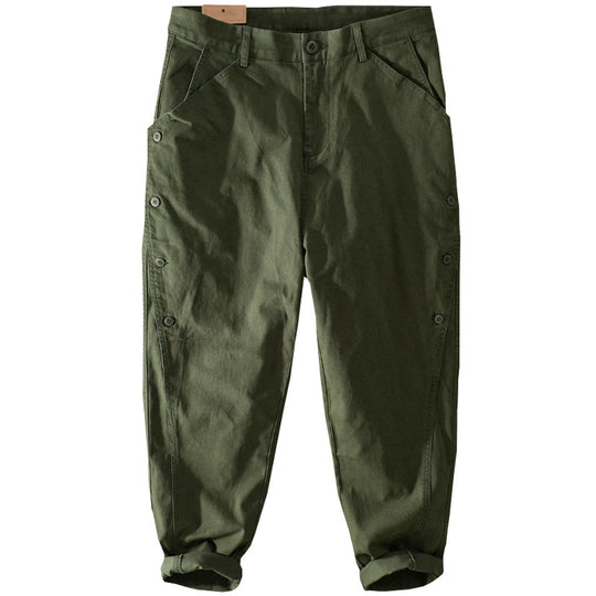 Herren lässige konische Hose mit seitlicher Knopfleiste und Umschlag Shop Nory