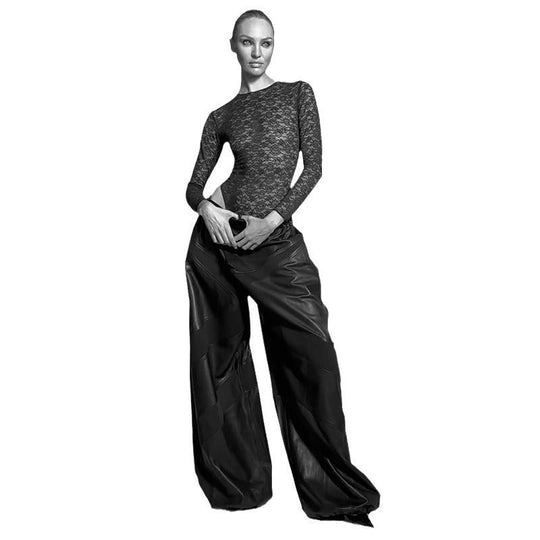 Damen Bodysuit aus feiner Spitze mit langen Ärmeln