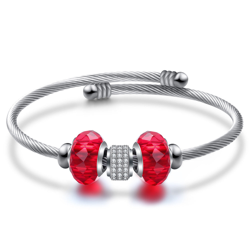 Damen Armband mit funkelnden Zirkonia und eleganten Glasdesign Shop Nory