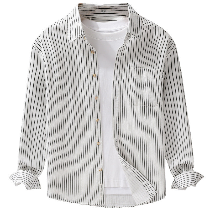 Herren Hemdjacken-Cut mit feinem Nadelstreifen und weichem Baumwollmix Shop Nory