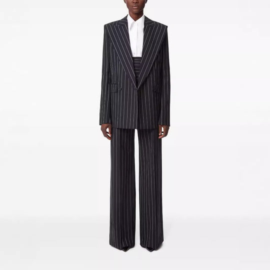 Damen Hochtaillierte weite Nadelstreifen-Hose im Tailoring-Stil Shop Nory