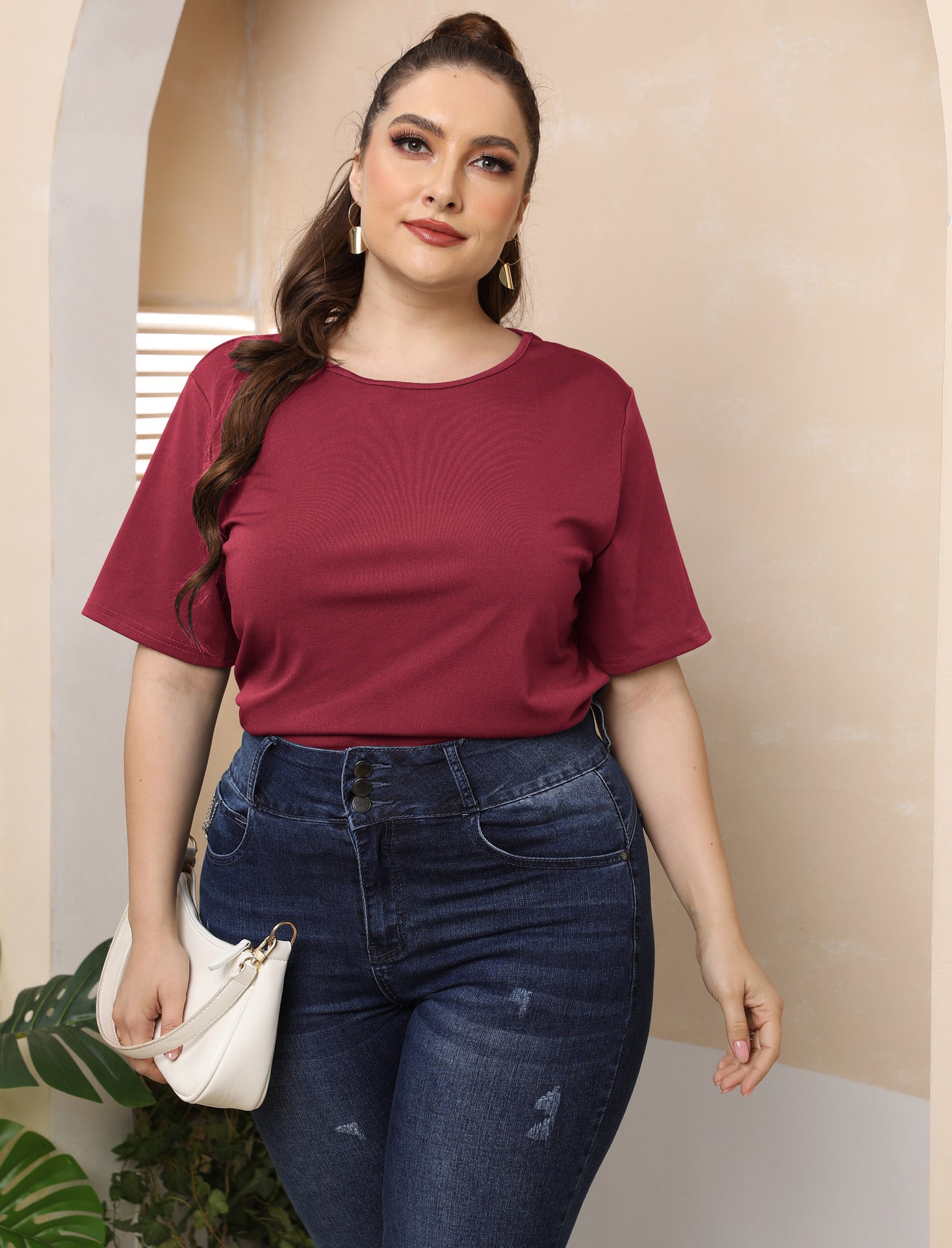 Damen modisches Basic T-Shirt