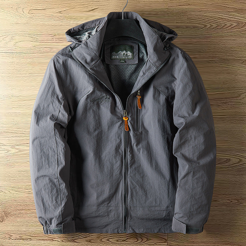 Herren Atmungsaktive wasserabweisende Outdoorjacke mit Kapuze und Reißverschluss Shop Nory