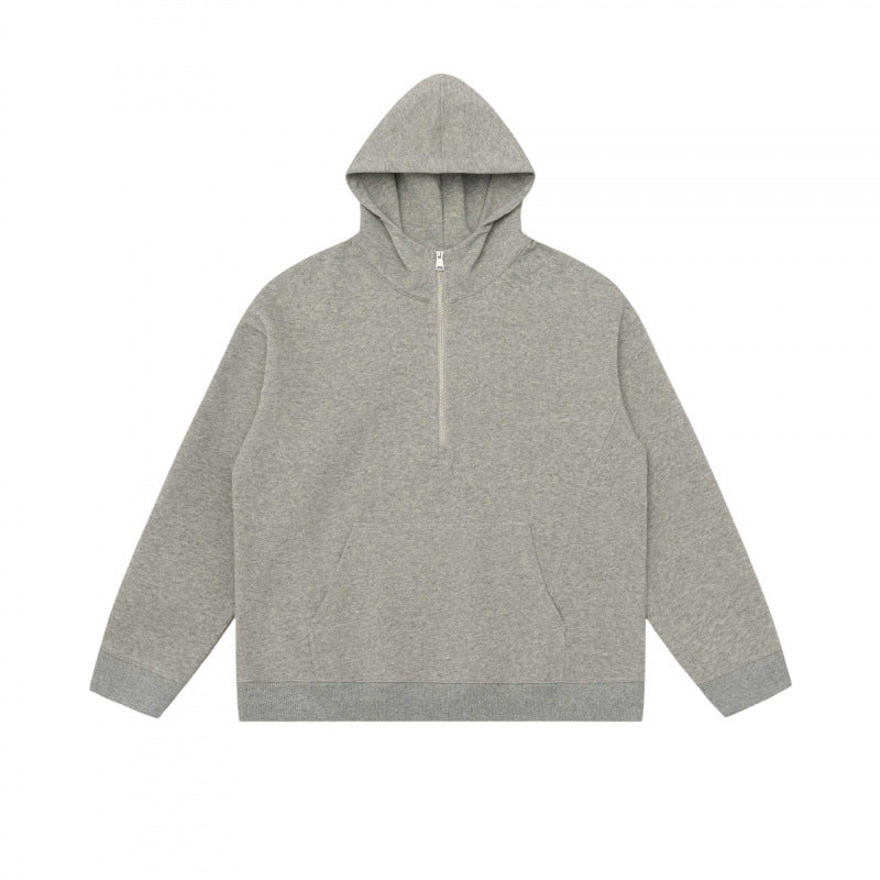 Unisex Kapuzen-Halbzip-Sweatshirt mit Kängurutasche und Rippbündchen Shop Nory