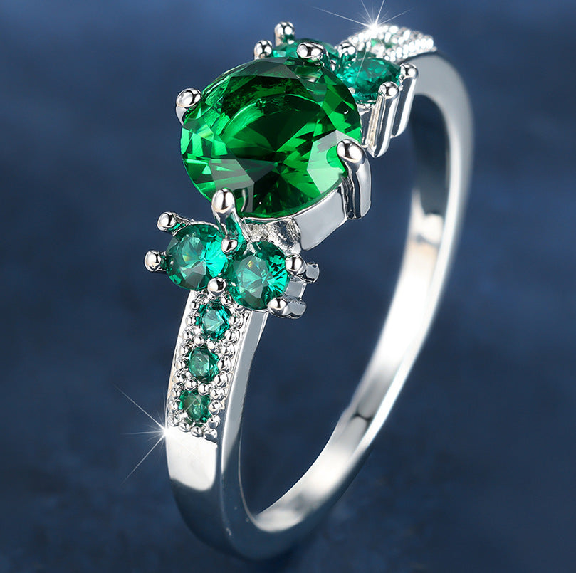 Damen Ring mit extravaganten Zirkonia-Einsätzen und funkelndem Rosenquarz Shop Nory