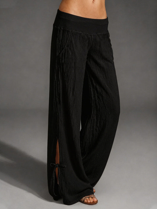 Damen Leichte Leinenhose mit weitem Bein und elastischem Bund Shop Nory
