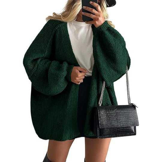 Damen Oversize Strickcardigan mit Ballonärmeln und offener Front Shop Nory