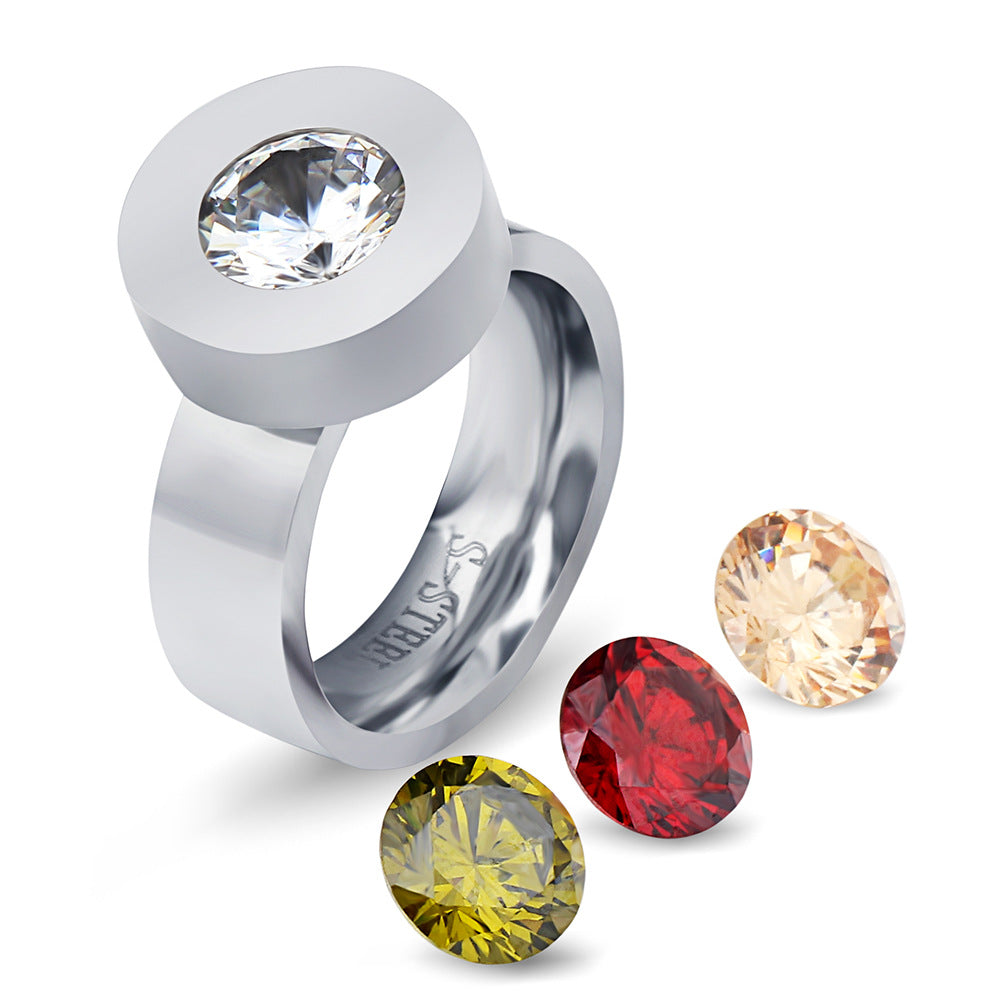 Damen Ring mit drehbarem Kristalleinsatz und modernem Design Shop Nory