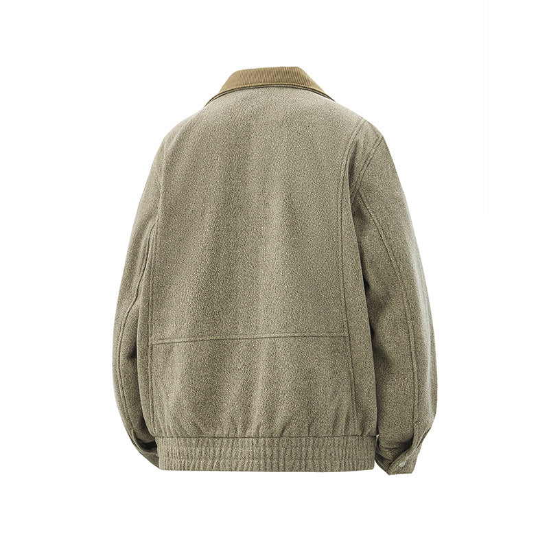 Herren Kurz geschnittener Fleece Blouson mit Cordkragen und gesteppter Innenfutter Shop Nory