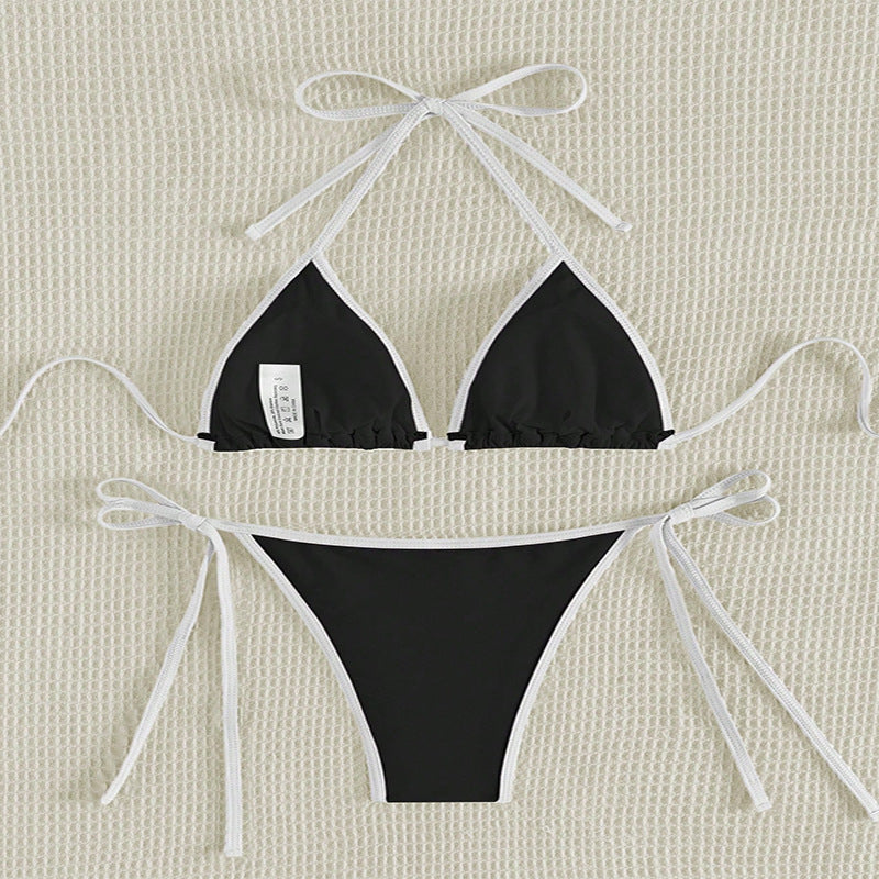 Damen Triangel-Bikini mit verstellbaren Bändern und nahtlosem Design