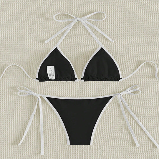 Damen Triangel-Bikini mit verstellbaren Bändern und nahtlosem Design