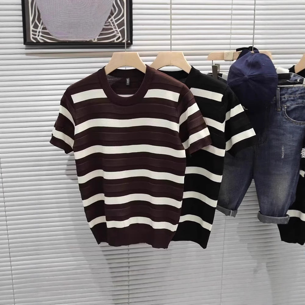 Herren Gestreiftes Kurzarm-Shirt Shop Nory