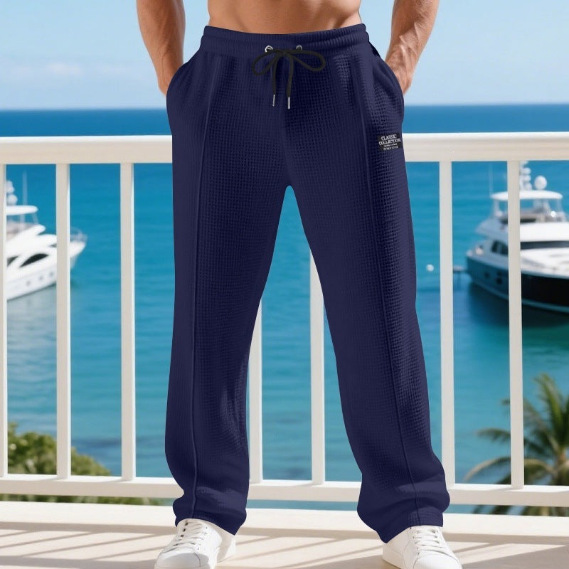 Herren Lässige Waffelstrick-Freizeithose mit Tunnelzug und Seitentaschen Shop Nory
