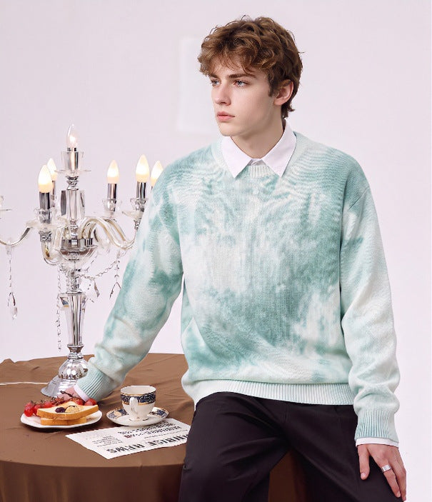 Herren Oversize-Strickpullover mit Batikoptik, Rundhalsausschnitt und Rippbündchen Shop Nory