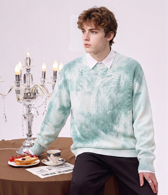 Herren Oversize-Strickpullover mit Batikoptik, Rundhalsausschnitt und Rippbündchen Shop Nory