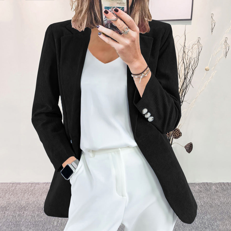 Damen Cordblazer im Oversized-Schnitt mit Revers und Schmuckknöpfen Shop Nory