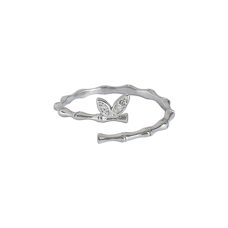 Damen zierlicher Ring mit Bambus-Design und funkelnden Elementen Shop Nory