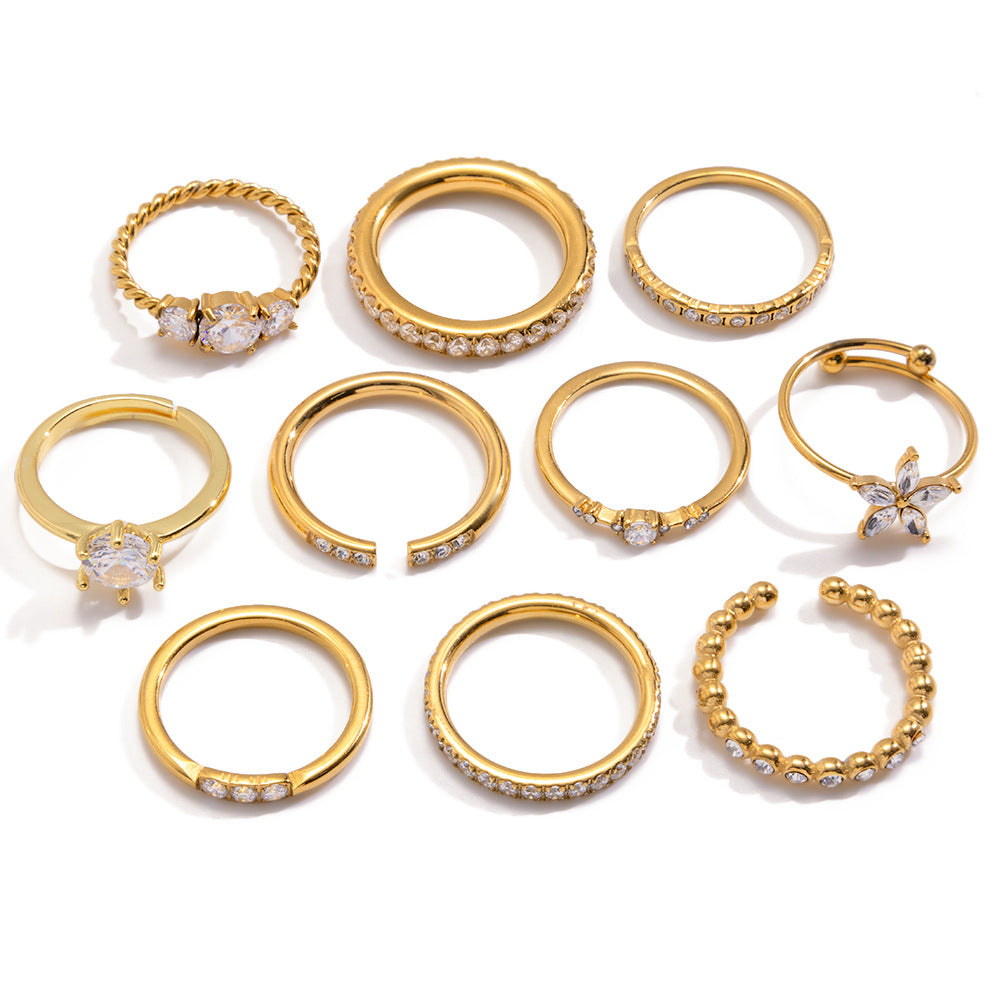 Damen Offener Ring mit funkelnden Zirkonia-Akzenten Shop Nory