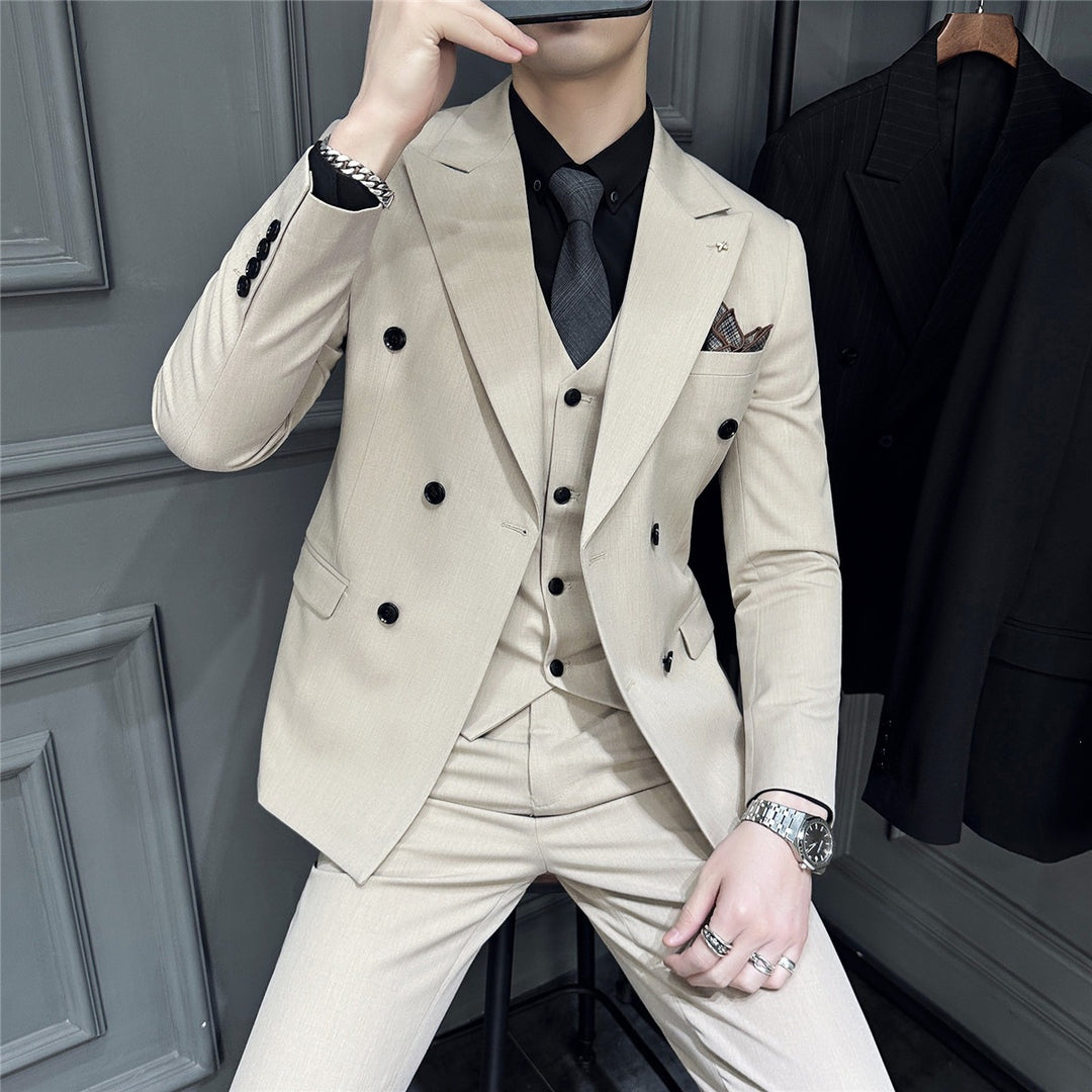 Herren Doppelreihiger Slim‑Fit Business‑Anzug mit tailliertem Sakko und schmaler Anzughose Shop Nory