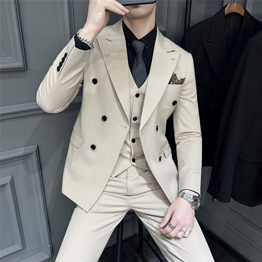 Herren Doppelreihiger Slim‑Fit Business‑Anzug mit tailliertem Sakko und schmaler Anzughose Shop Nory