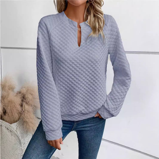 Damen Gesteppter Kuschel-Pullover mit Schlitzkragen Shop Nory