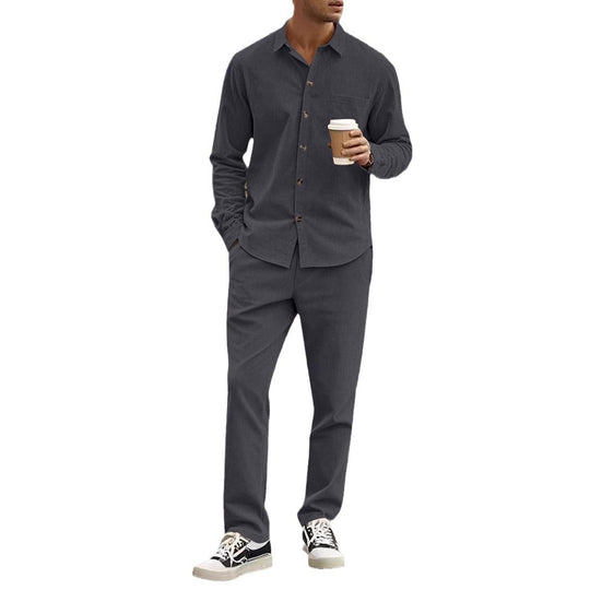 Herren elegantes Freizeitanzug mit stilvollem Hemd und bequemer Hose