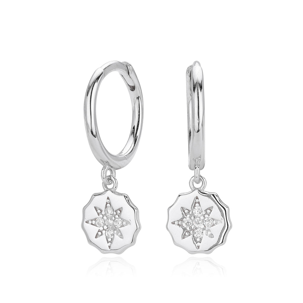 Damen Ohrhänger mit funkelndem Zirkon-Sternanhänger aus 925 Sterling Silber Shop Nory