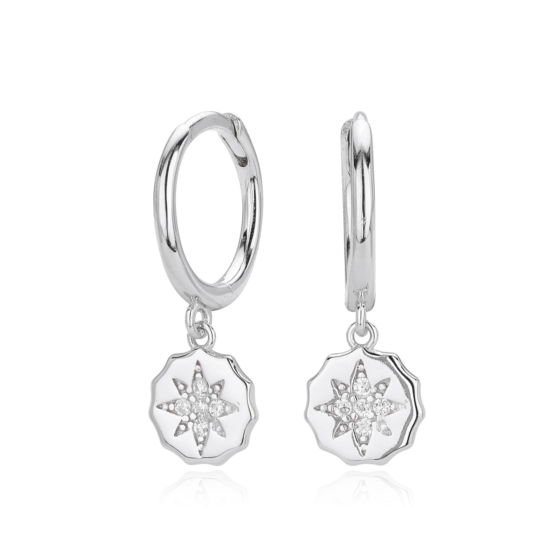Damen Ohrhänger mit funkelndem Zirkon-Sternanhänger aus 925 Sterling Silber Shop Nory