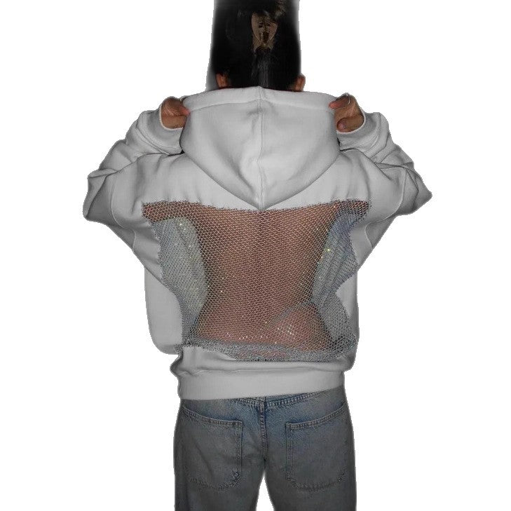 Damen Hoodie mit glitzerndem Mesh-Rückenapplikation Shop Nory