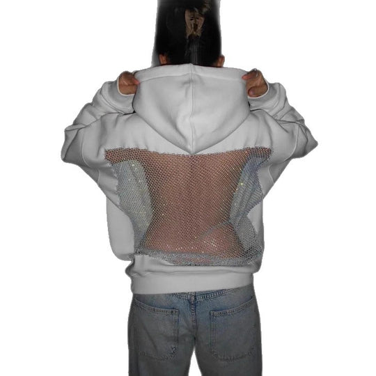 Damen Hoodie mit glitzerndem Mesh-Rückenapplikation Shop Nory