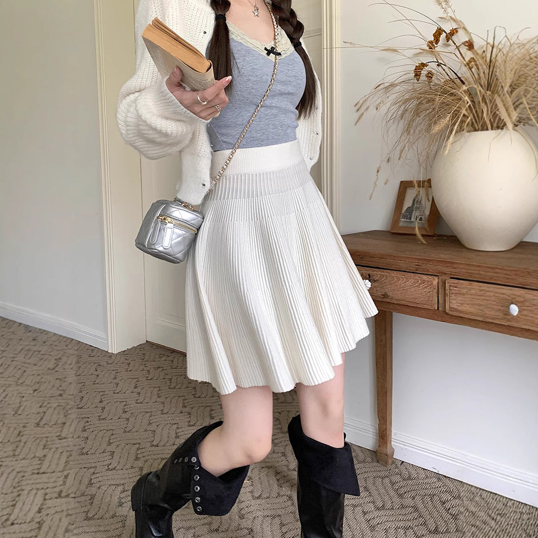 Damen Plissierter Rock mit hohem Bund Shop Nory