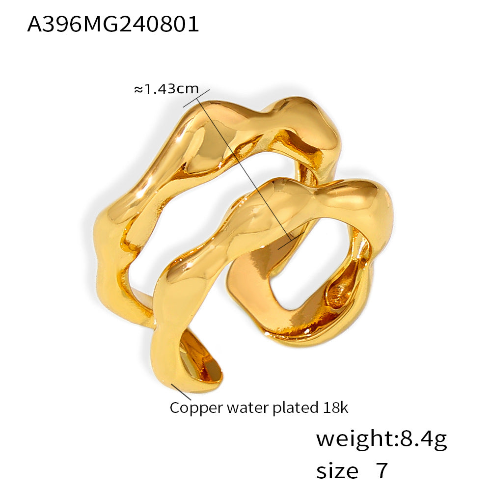 Damen Offener Ring mit modernem, geschwungenem Design aus hochwertigem Kupfer Shop Nory