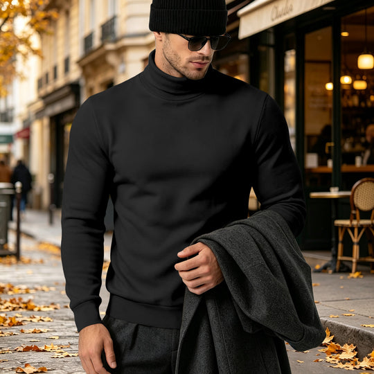 Herren Eleganter Baumwoll-Mix Rollkragenpullover Slim Fit Shop Nory
