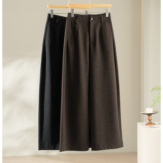 Damen Weitgeschnittene High‑Waist-Hose mit Bundfalten und fließender Wollmix-Qualität Shop Nory