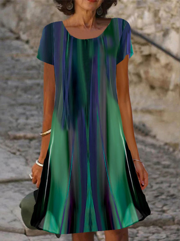 Damen lässiges Sommerkleid mit modernen Mustern und femininem Schnitt