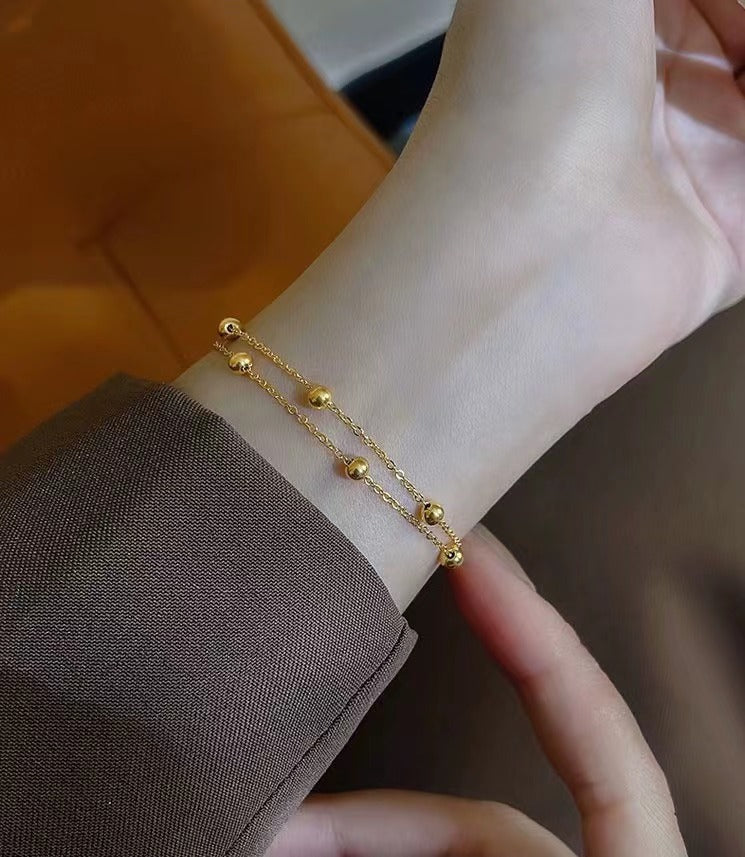 Damen Minimalistische Doppelstrang Ball Armband Shop Nory