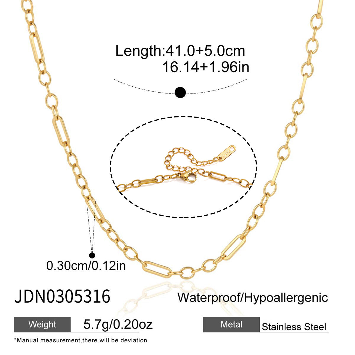 Damen Halskette mit verstellbarem Design aus hypoallergenem Edelstahl Shop Nory