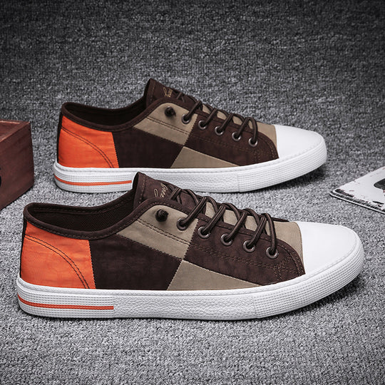 Herren Lässige Low‑Top Canvas‑Sneaker mit geometrischem Colorblock‑Design und verstärkter Zehenkappe Shopy Nory