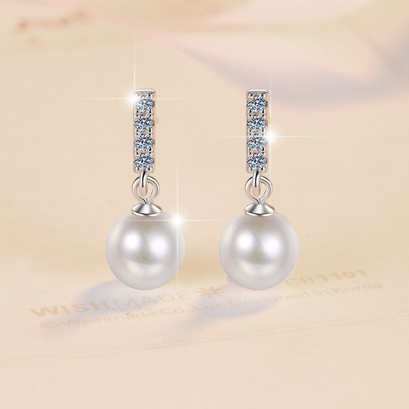 Damen Ohrstecker mit funkelndem Kristall und hochwertiger Perle Shop Nory