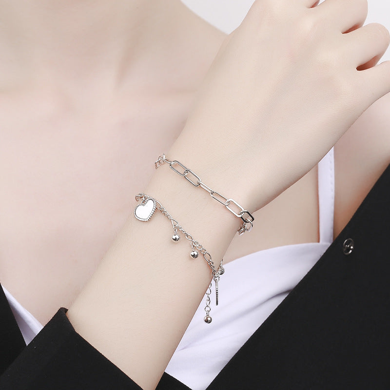 Damen Linked Heart Charm Armband Shop Nory