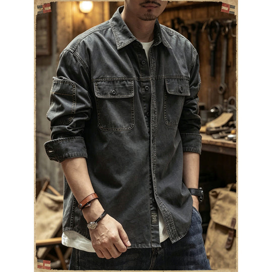 Herren Baumwoll-Utility-Overshirt mit Pattentaschen Shop Nory
