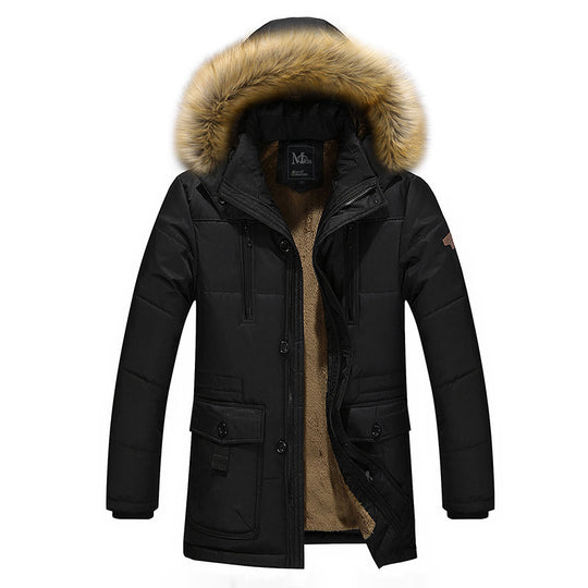 Herren wasserabweisender gesteppter Parka mit Kapuze, Kunstfellblende und Teddyfleece-Innenfutter Shop Nory
